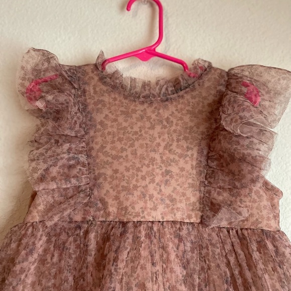 2 hip Elegant Brown Kids tiered animal print Formal Dress size 6 - Picture 5 of 6